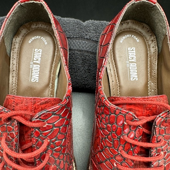 Stacy Adams Trimarco Exotic Print Moc Toe Oxford Dress Shoe in Red Size 11 M - Picture 5 of 6